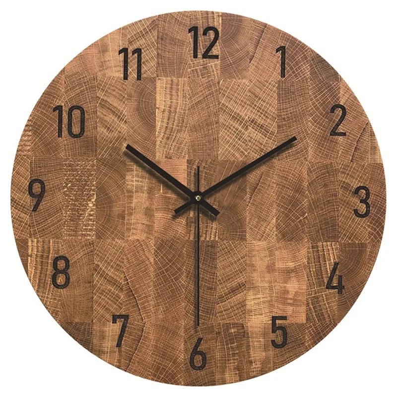 HR-CMW 30cm Wooden Silent Quartz Clock Living Room Round Wall Clock - HR-CMW11