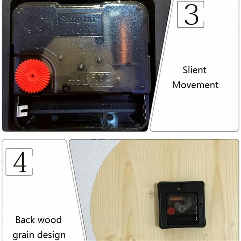HR-CMW 30 см Деревянные Тихий Кварцевые Часы Гостиная Круглая Стена Часы - HR-CMW11