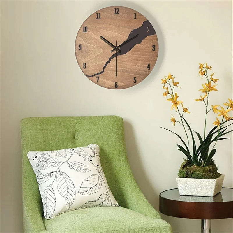 HR-CMW 30 cm Reloj de Reloj de Cuarzo de Madera Sala de Estar Redonda de Pared - HR-CMW17