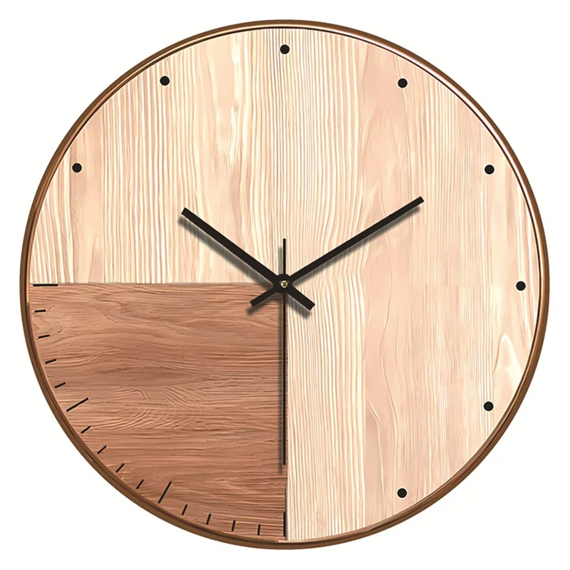 HR-CMW 30cm Wooden Silent Quartz Clock Living Room Round Wall Clock - HR-CMW21