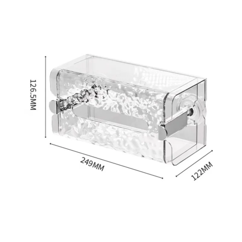 Suction Cup Wall-Mounted Transparent Ripple Texture Bathroom Tissue Box - Transparent