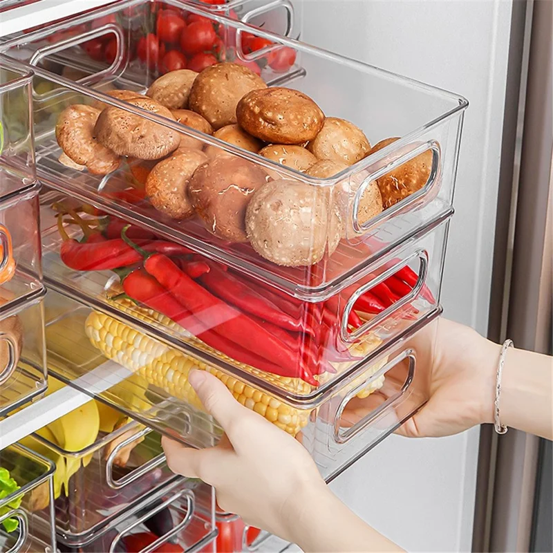 TY-9049 Transparent PET Food Organizer Refrigerator Storage Box, Size L (BPA Free, No FDA)