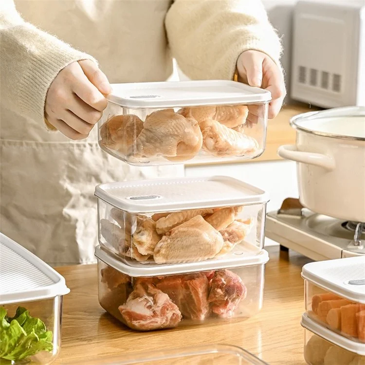 TY-59365 1350ml Refrigerador Organizadores de Alimentos Recipientes PE+PET com Tampas (Sem BPA, Sem FDA)