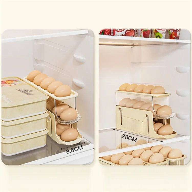 TY-29010 Auto Rolling Design Refrigerator Egg Holder 3-Layer 17 Eggs Container Storage Box (BPA-Free, No FDA) - Giallo