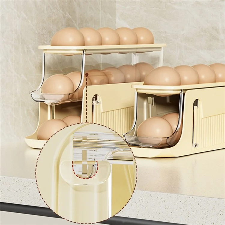TY-29010 Auto Rolling Design Refrigerator Egg Holder 3-Layer 17 Eggs Container Storage Box (BPA-Free, No FDA) - Giallo
