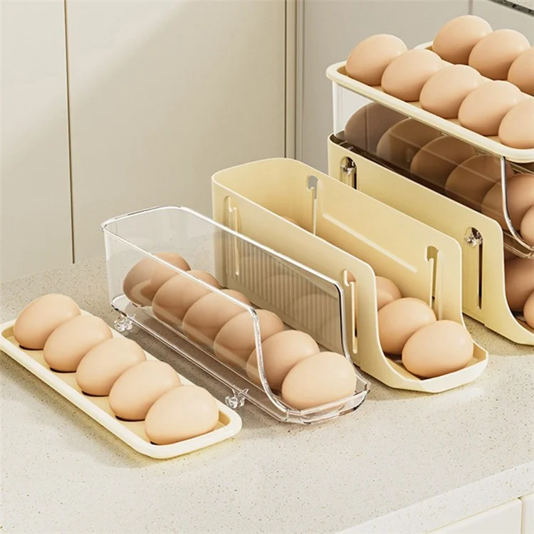 TY-29010 Auto Rolling Design Refrigerator Egg Holder 3-Layer 17 Eggs Container Storage Box (BPA-Free, No FDA) - Giallo