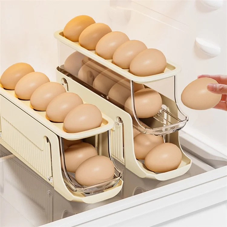 TY-29010 Auto Rolling Design Refrigerator Egg Holder 3-Layer 17 Eggs Container Storage Box (BPA-Free, No FDA) - Giallo