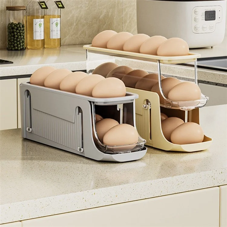 TY-29010 Auto Rolling Design Refrigerator Egg Holder 3-Layer 17 Eggs Container Storage Box (BPA-Free, No FDA) - Giallo