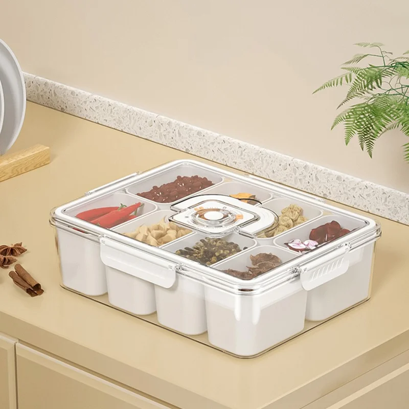 TY-90020 8 Grids Kitchen Spice PET+PP Storage Box with Date Mark Function, Size: L (BPA-Free, No FDA)