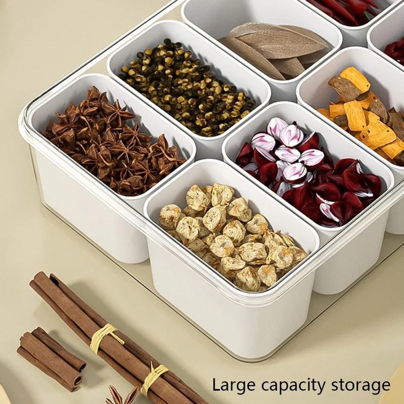 TY-90020 8 Grids Kitchen Spice PET+PP Storage Box with Date Mark Function, Size: L (BPA-Free, No FDA)