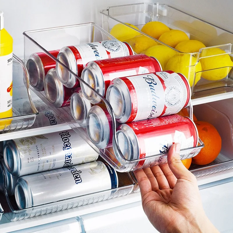 TY-9046 Refrigerator Beverage Can Storage Box Transparent PET Container (BPA Free, No FDA)