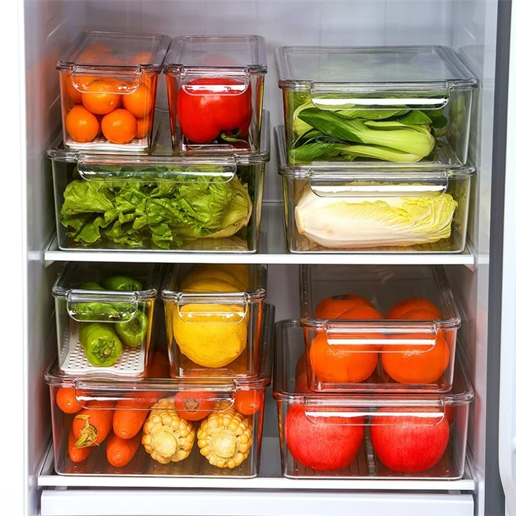 Boîte de rangement hermétique pour fruits TY-9067 pour réfrigérateur avec couvercles, organisateur de réfrigérateur (sans BPA, PAS D'APPROBATION DE LA FDA)