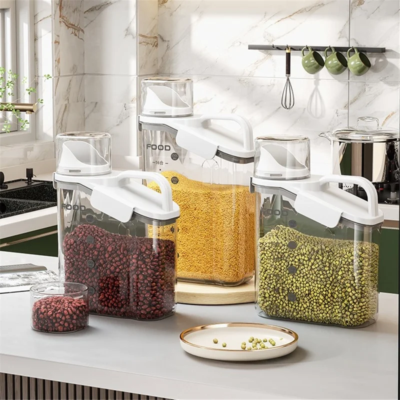 TY-29003 Sealed Transparent Food Storage Box Kitchen Grains Organizer, Size S (BPA Free, No FDA) - White