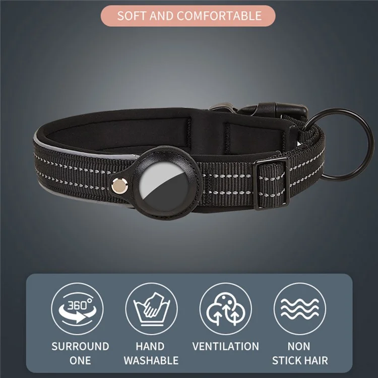Para AirTag PU Leather Pet Dog Collar Bluetooth Tracker Holder Protective Case, Tamaño: M - Naranja