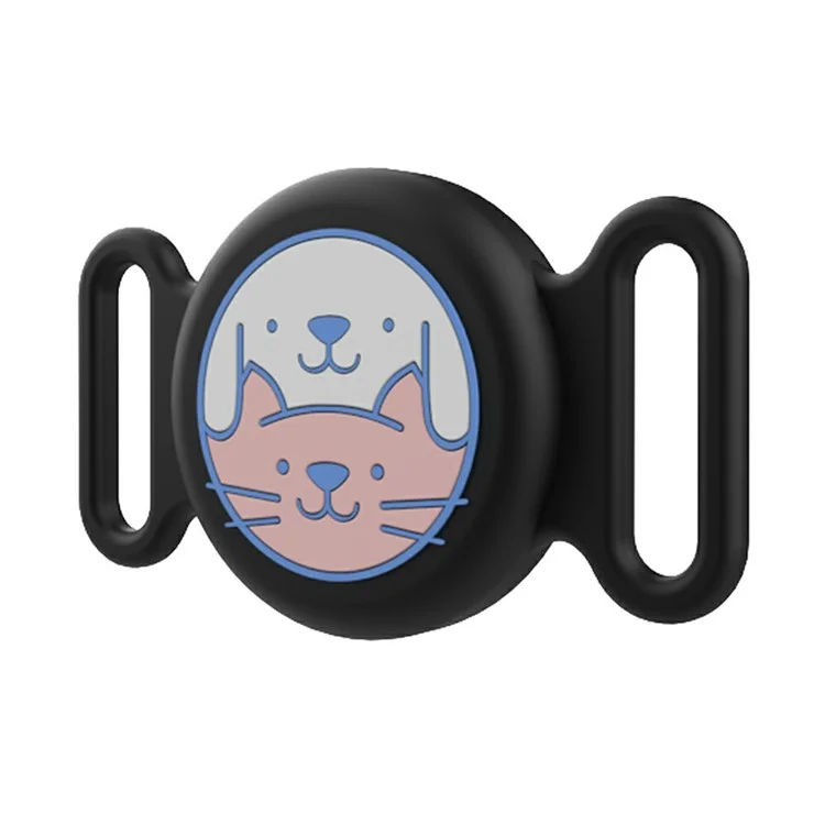 Para Apple AirTag Cartoon Design Silicone Case Pet Collar Bluetooth Locator Waterproof Cover - Negro