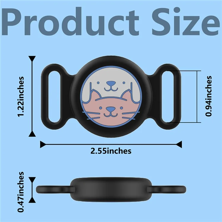 Para Apple AirTag Cartoon Design Silicone Case Pet Collar Bluetooth Locator Waterproof Cover - Negro