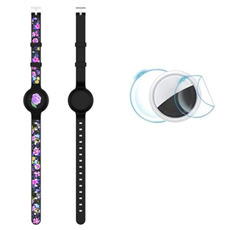 Collar de silicone para animais de estimação com caixa de proteção para rastreador Bluetooth AirTag - Ajustável - Violeta