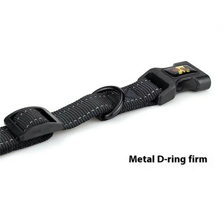 Reflective Nylon Dog Collar for AirTag Tracker Colorful Silicone Case with Protective Film, Size: L - Black