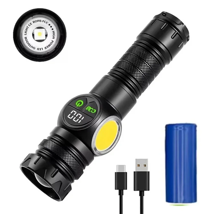 PM10TG Torcia Zoom di Zoom IPX4 Emergency Outdoor Emergency Con Luce Laterale Della Pannocchia, Con Batteria 21700