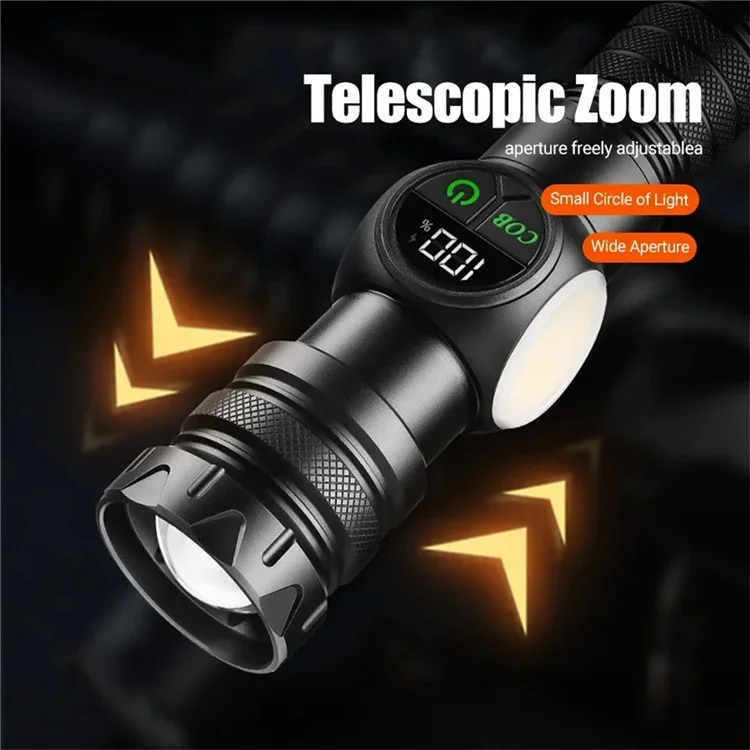 PM10TG Torcia Zoom di Zoom IPX4 Emergency Outdoor Emergency Con Luce Laterale Della Pannocchia, Con Batteria 21700