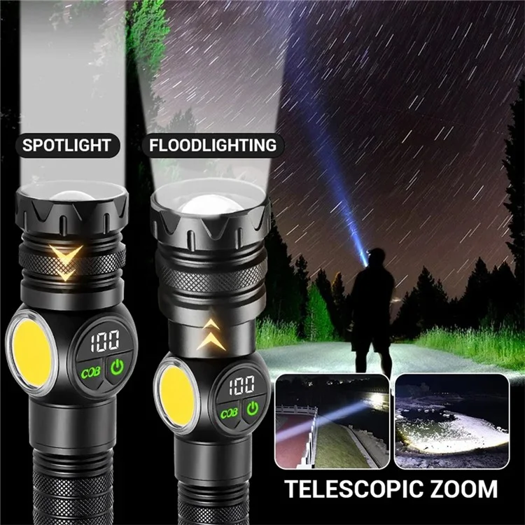 PM10TG Torcia Zoom di Zoom IPX4 Emergency Outdoor Emergency Con Luce Laterale Della Pannocchia, Con Batteria 21700