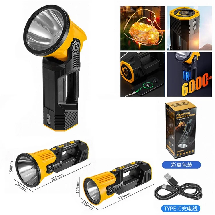 Lanterna de mão rotativa com cabeça solar alimentada P50, luz de acampamento RGB - W5208 / Tamanho S: