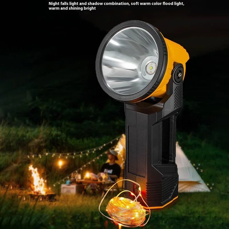 Lanterna de mão rotativa com cabeça solar alimentada P50, luz de acampamento RGB - W5208 / Tamanho S: