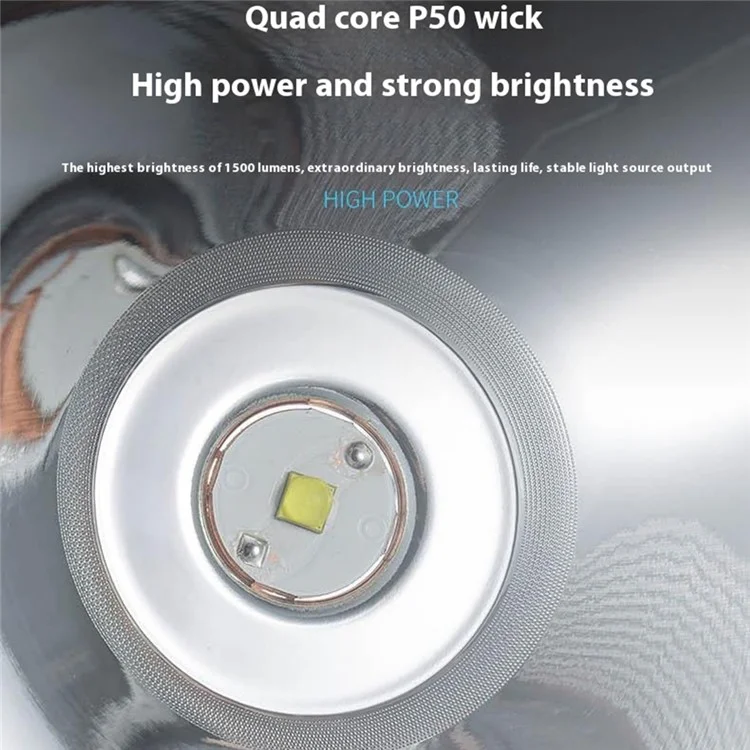 Lanterna de mão rotativa com cabeça solar alimentada P50, luz de acampamento RGB - W5208 / Tamanho S: