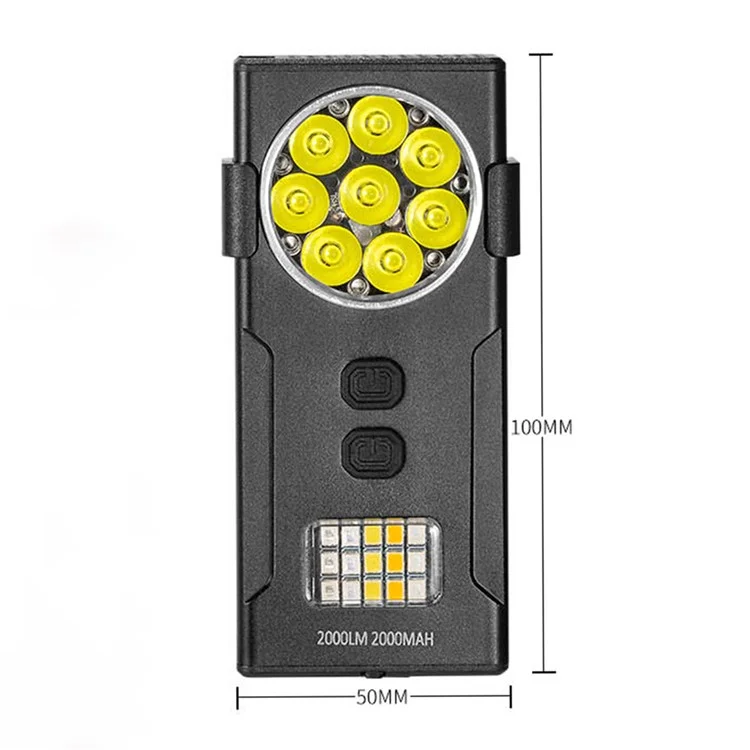 D85 Mini Luz de Trabalho Magnética de 2000 Lúmens com Clipe Destacável e Lâmpada de Advertência Intermitente