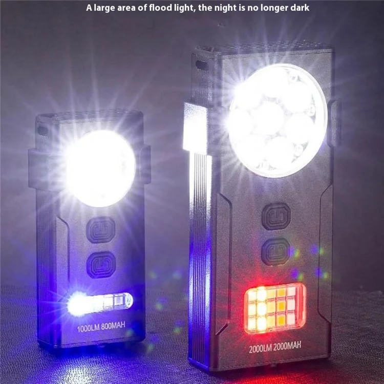 D85 Mini Luz de Trabalho Magnética de 2000 Lúmens com Clipe Destacável e Lâmpada de Advertência Intermitente