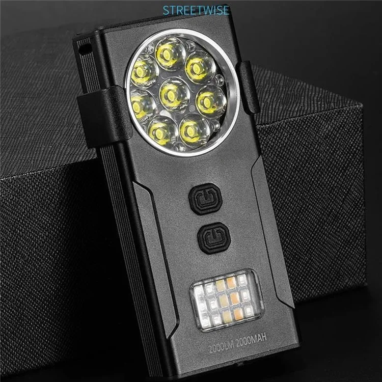 D85 Mini Luz de Trabalho Magnética de 2000 Lúmens com Clipe Destacável e Lâmpada de Advertência Intermitente