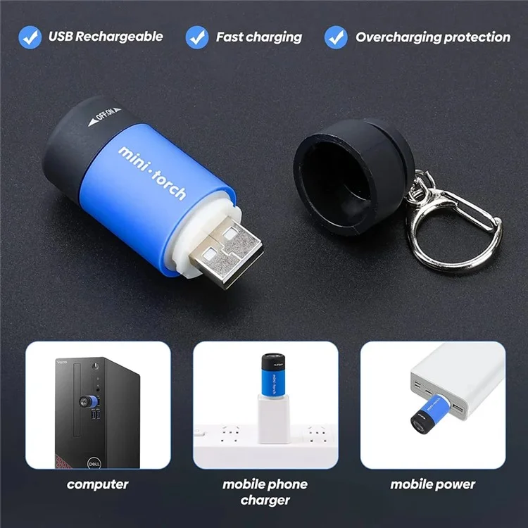 Lampe de poche à LED rechargeable mini USB IPX4 étanche 25 lumens portable de poche - Rose