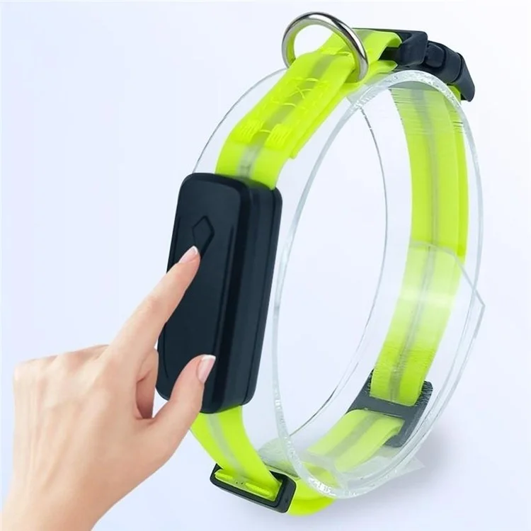 For AirTag Tracker Protective Case Set, LED Pet Collar with Rope, Bell, Film (M Size) - Yellow