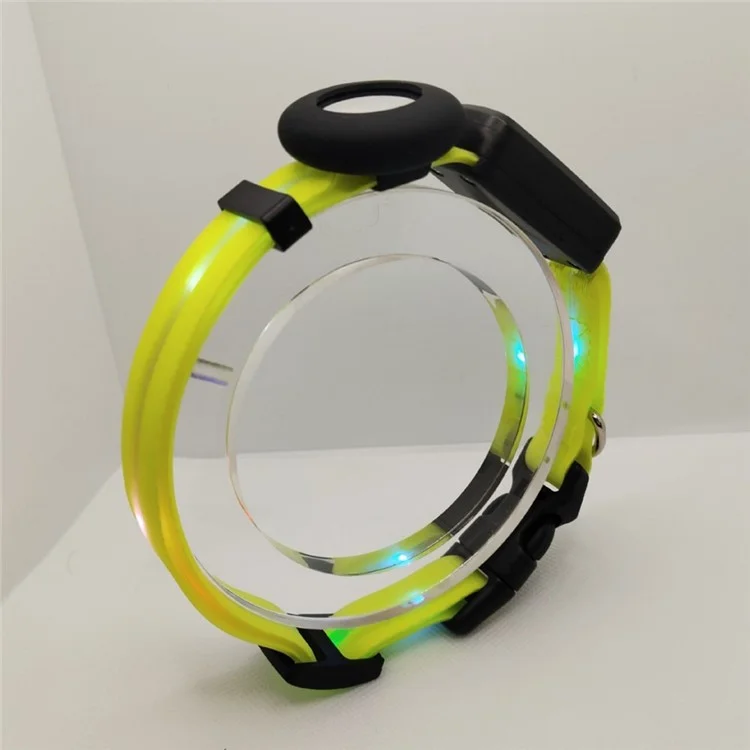 Juego de collar luminoso para mascota con funda de silicona, campana y protectores de pantalla para rastreador AirTag - Talla S - Amarillo