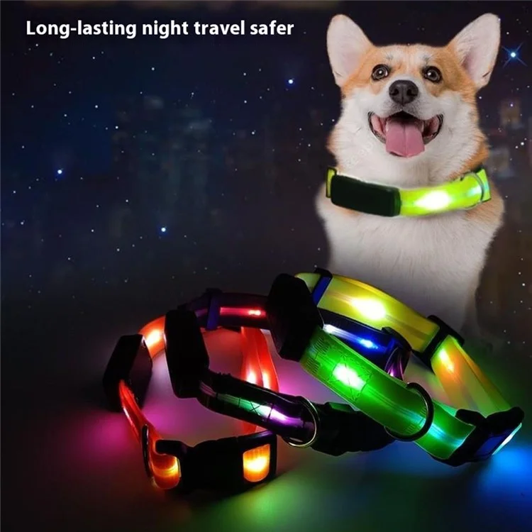 For AirTag Tracker Luminous Pet Collar Set with Silicone Case, Bell, Screen Protectors (M Size) - Yellow