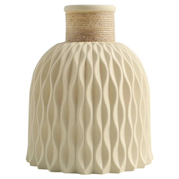 Vaso in PP con design a onde d'acqua, contenitore per fiori artificiali, decorazione per casa e ufficio - Beige
