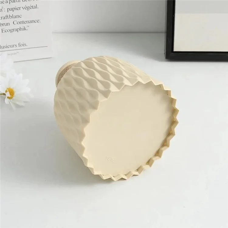 Vaso in PP con design a onde d'acqua, contenitore per fiori artificiali, decorazione per casa e ufficio - Beige