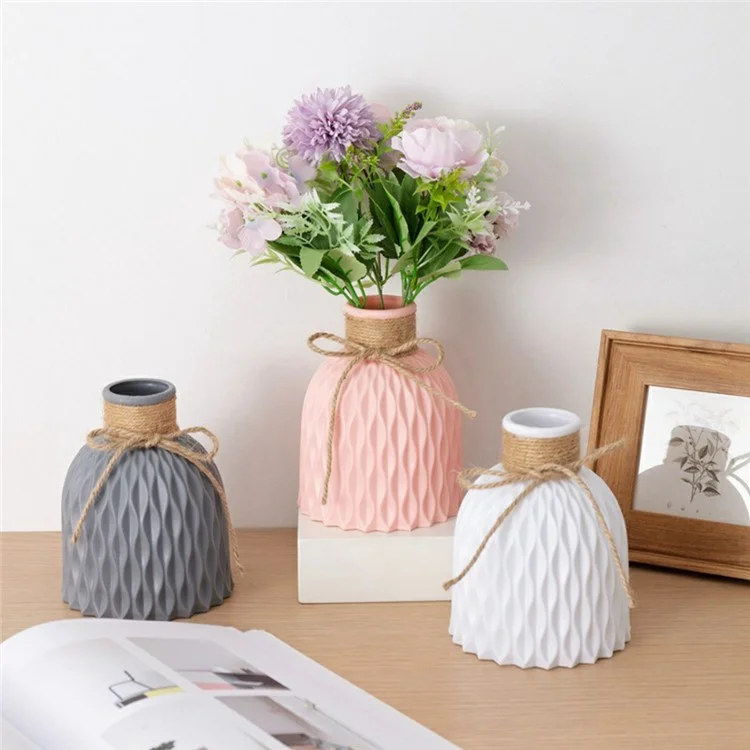 Vaso in PP con design a onde d'acqua, contenitore per fiori artificiali, decorazione per casa e ufficio - Beige