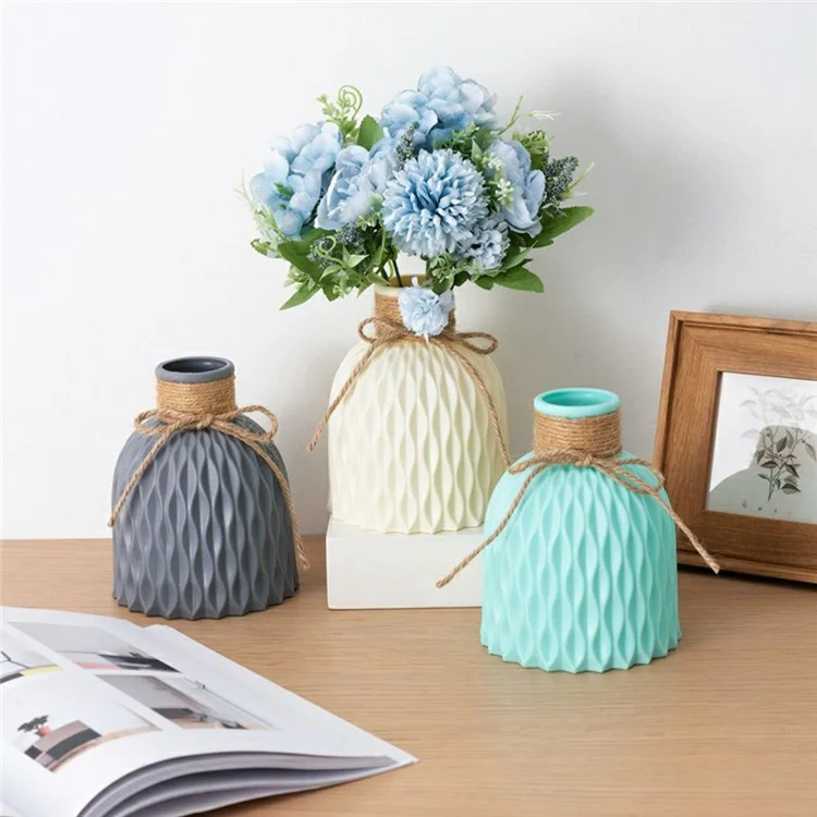Vaso in PP con design a onde d'acqua, contenitore per fiori artificiali, decorazione per casa e ufficio - Beige