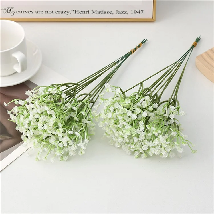 10 tiges de fleurs artificielles en plastique Babys Breath pour la photographie, les arrangements et la décoration de mariage
