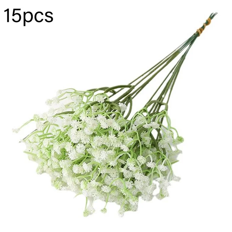 15 tiges de fleurs en plastique artificiel Babys Breath pour la photographie, les arrangements, la décoration de mariage