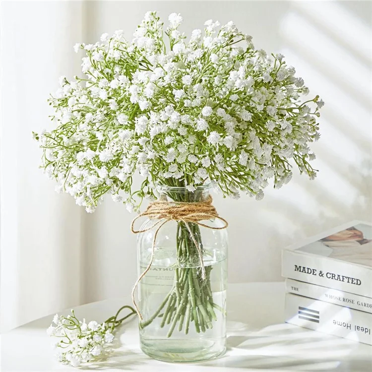 15 tiges de fleurs en plastique artificiel Babys Breath pour la photographie, les arrangements, la décoration de mariage