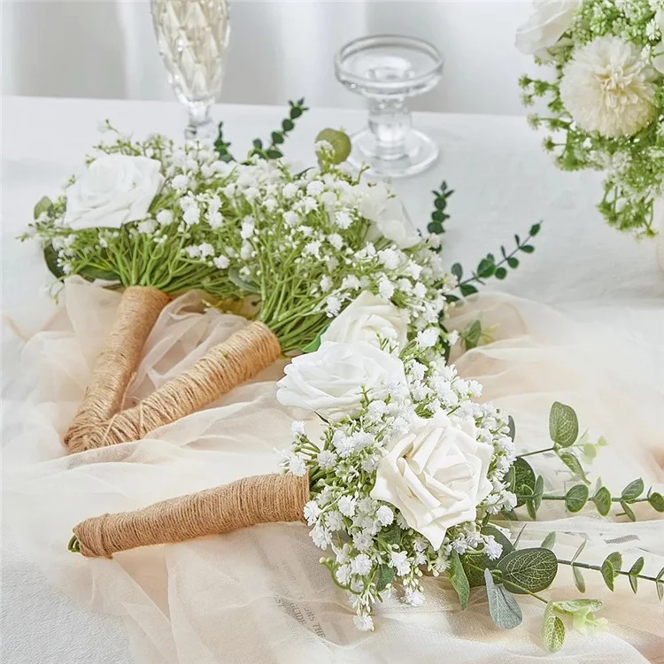15 tiges de fleurs en plastique artificiel Babys Breath pour la photographie, les arrangements, la décoration de mariage