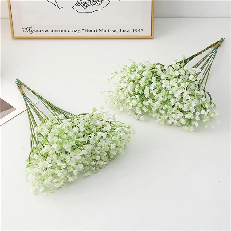 15 tiges de fleurs en plastique artificiel Babys Breath pour la photographie, les arrangements, la décoration de mariage