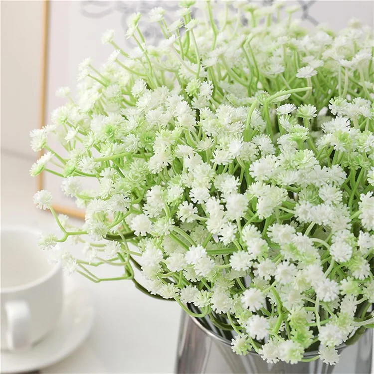 15 tiges de fleurs en plastique artificiel Babys Breath pour la photographie, les arrangements, la décoration de mariage
