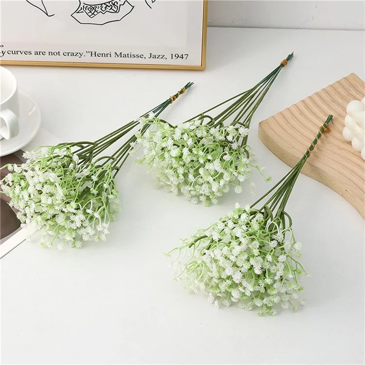 15 tiges de fleurs en plastique artificiel Babys Breath pour la photographie, les arrangements, la décoration de mariage