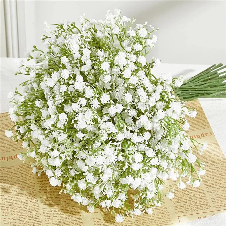 15 tiges de fleurs en plastique artificiel Babys Breath pour la photographie, les arrangements, la décoration de mariage