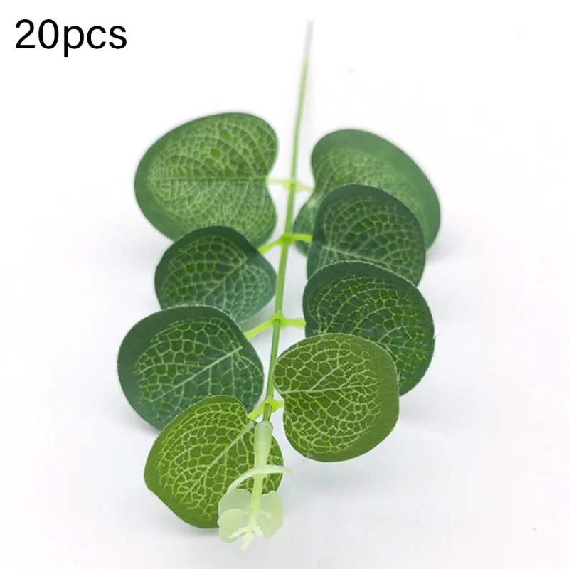 20Pcs Artificial Eucalyptus Leaves Wedding Party Decor Faux Floral Arrangement Greenery
