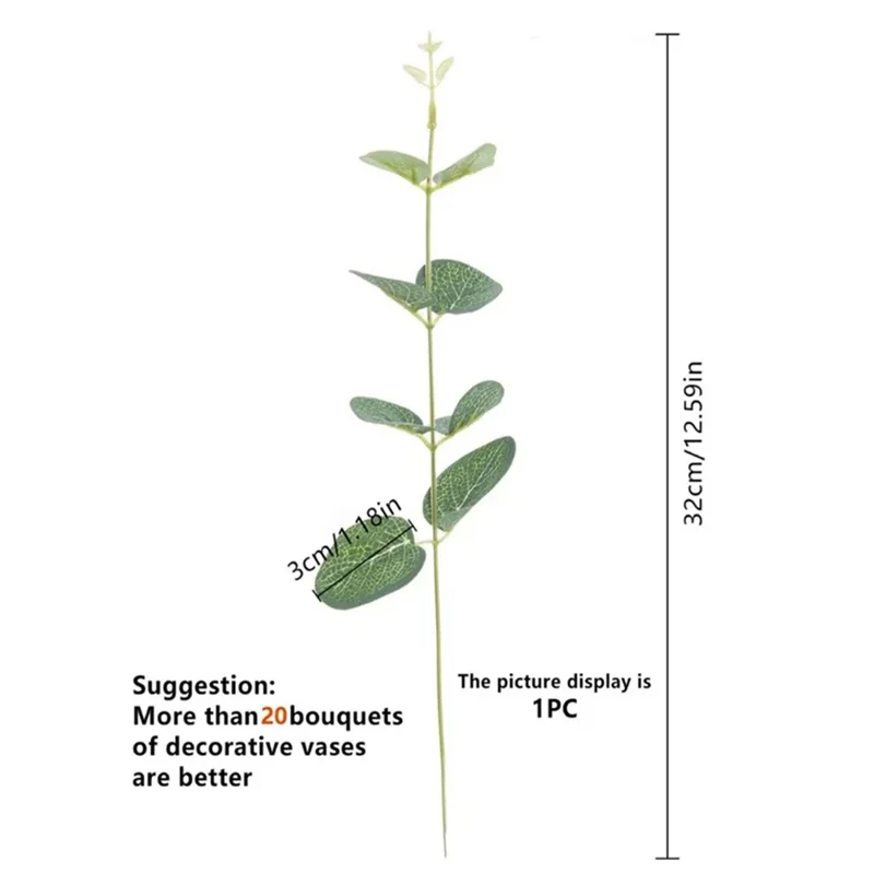 20Pcs Artificial Eucalyptus Leaves Wedding Party Decor Faux Floral Arrangement Greenery