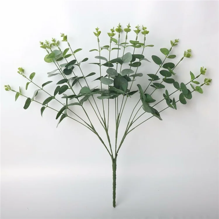 2 pièces d'eucalyptus artificiels avec 16 têtes, plantes artificielles verdoyantes pour la décoration de la maison et de l'hôtel